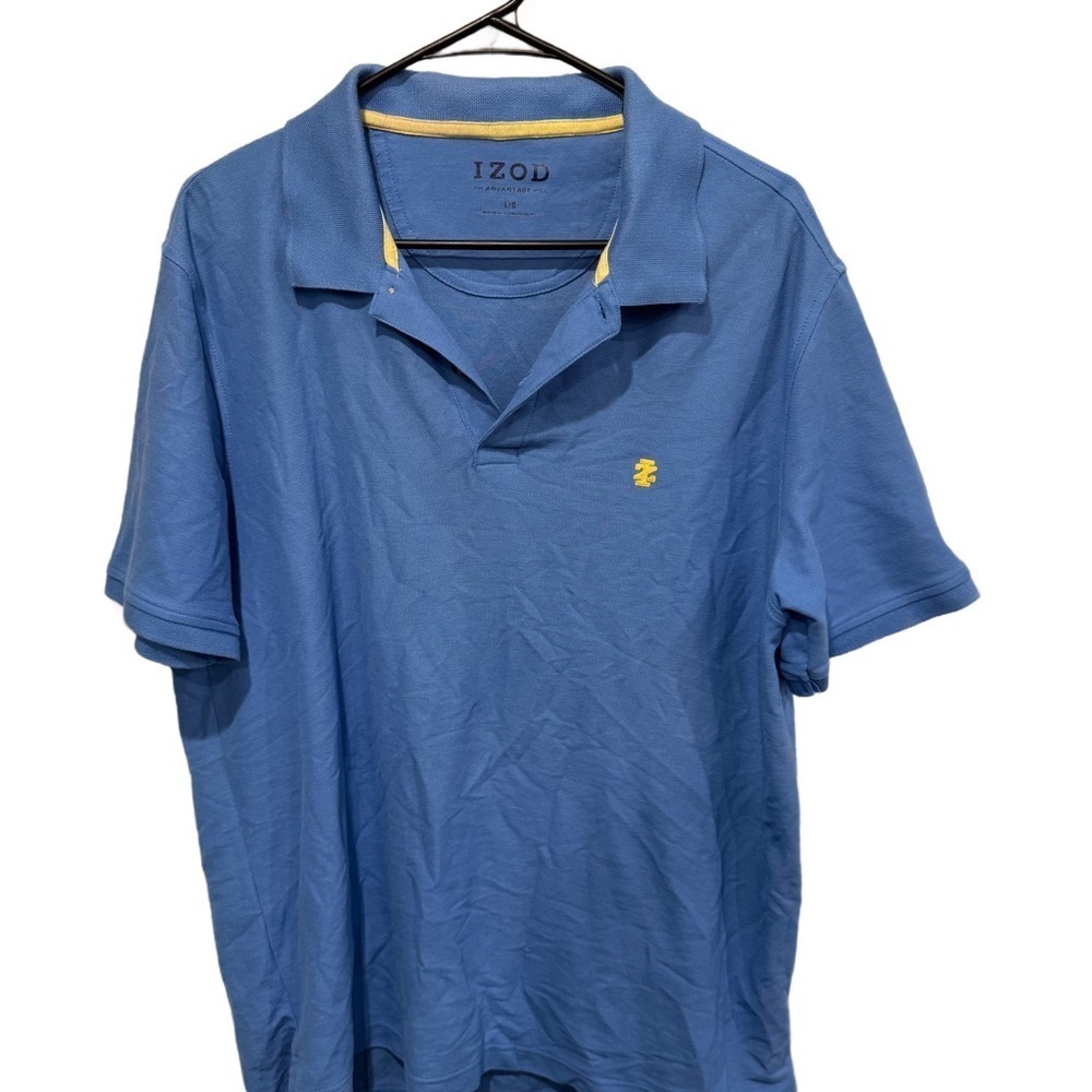 IZOD Men's Polo Shirt in Blue with Yellow Accents Large